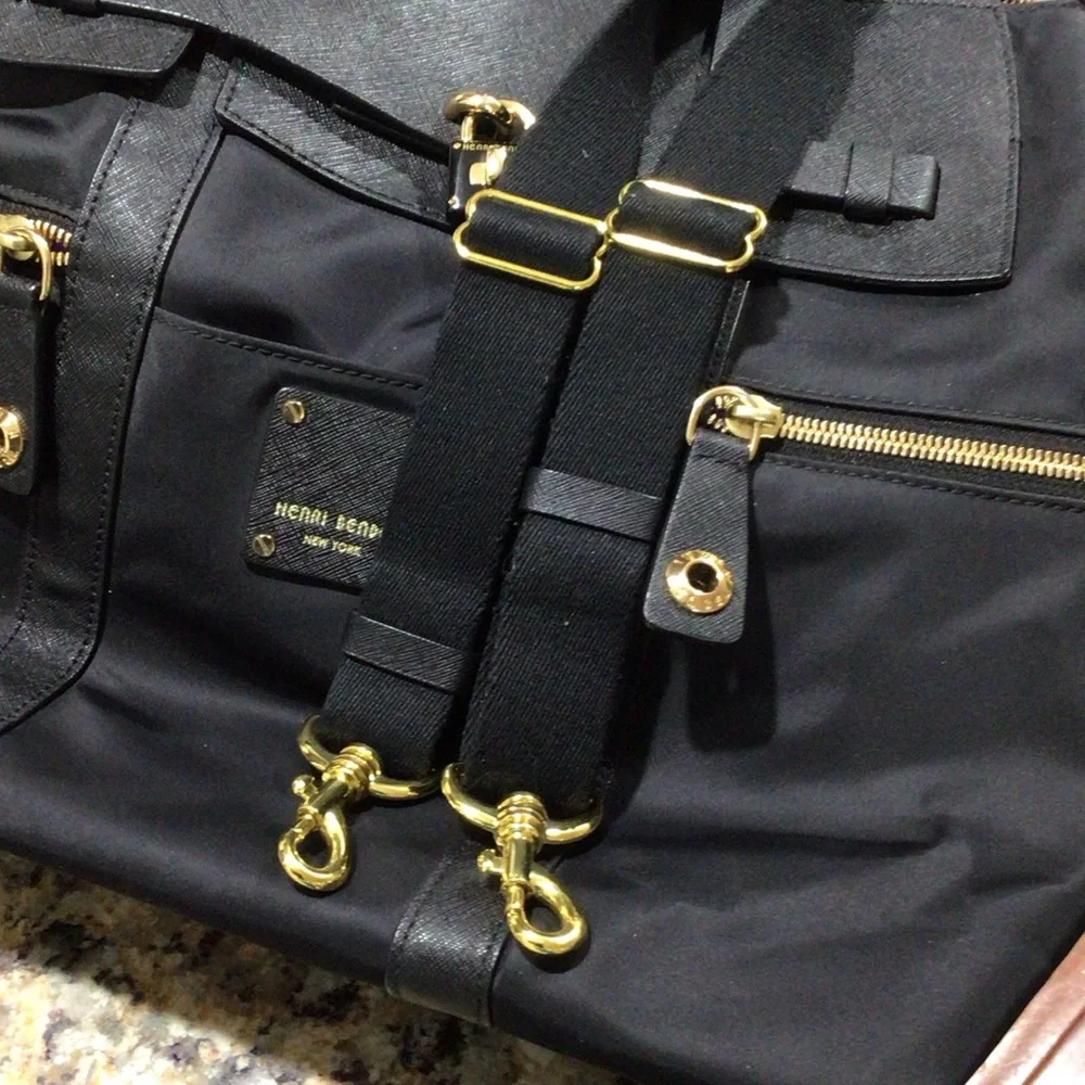 Henri Bendel Black Large Jetsetter Convertible Backpack